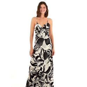 FARM Rio Brazil Black Sea Party Maxi Dress with Straps Size (P = Small) NWT